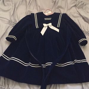 Navy Velvet Girls Formal Dress
